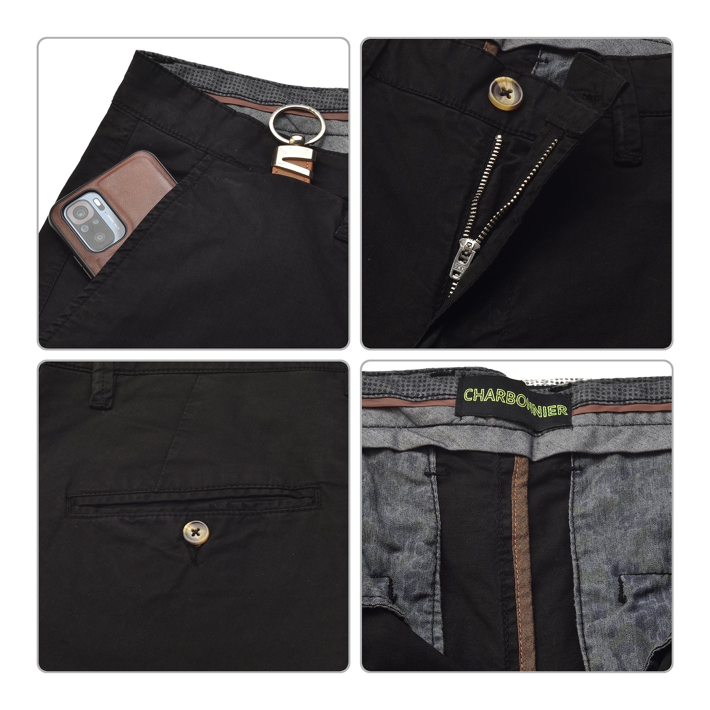 Mens Slim fit Chinos Pants - Black