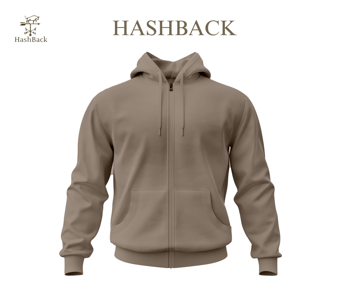 HashBack Plain Zipper Hoodie LT Choclate Brown - BIG & TALL