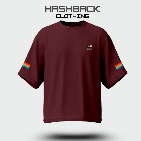 Hashback Retro Vintage Drop Shoulder Tee (MAROON)