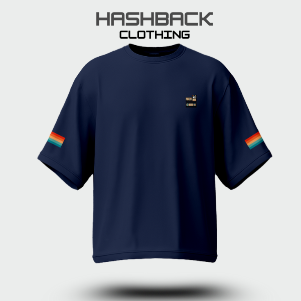 Hashback Retro Vintage Drop Shoulder Tee (NAVY)