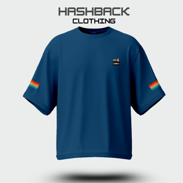 Hashback Retro Vintage Drop Shoulder Tee (PETROLIUM BLUE)