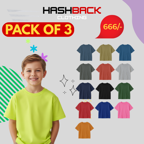 Pack of 3 Kids Plain Tees (Random Colors)