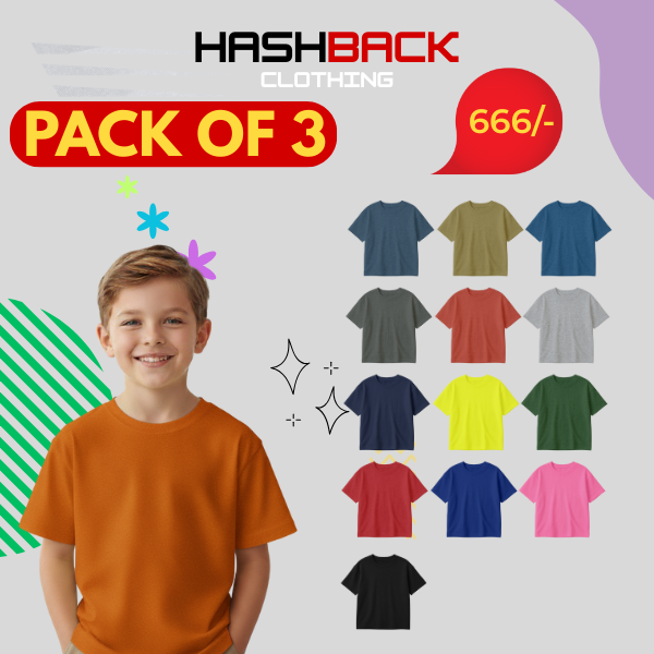 Pack of 3 Kids Plain Tees (Random Colors)