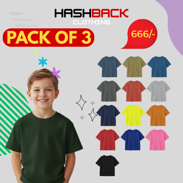 Pack of 3 Kids Plain Tees (Random Colors)