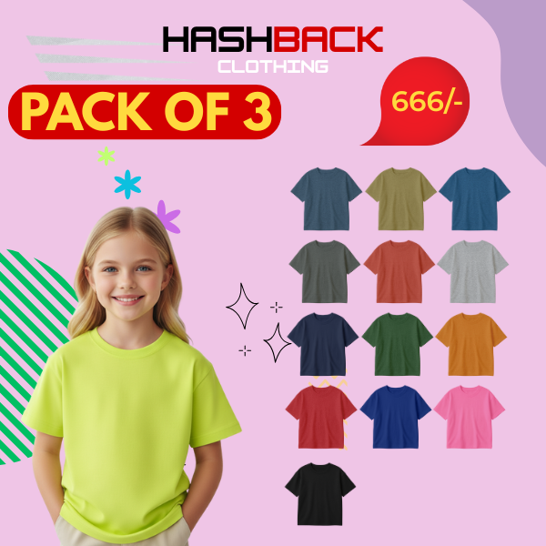Pack of 3 Kids Plain Tees (Random Colors)