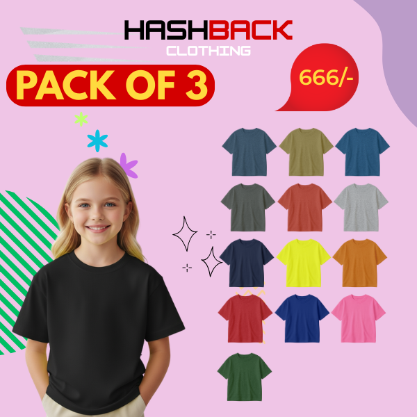 Pack of 3 Kids Plain Tees (Random Colors)