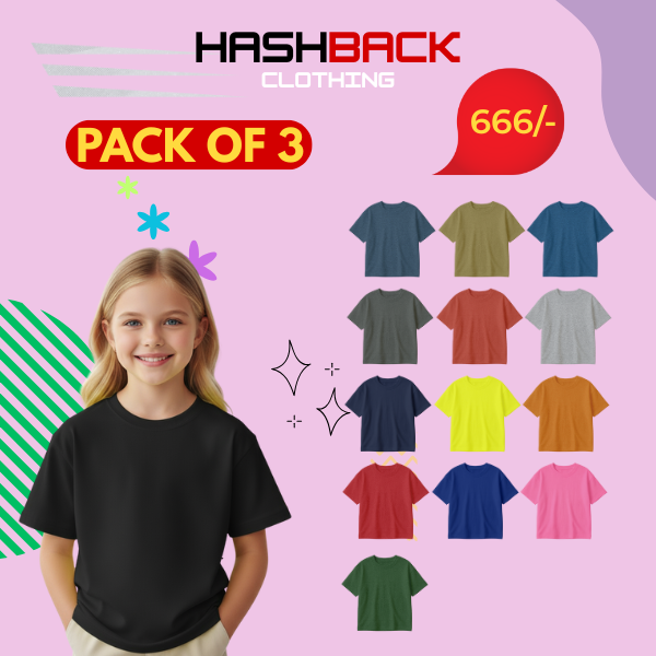 Pack of 3 Kids Plain Tees (Random Colors)