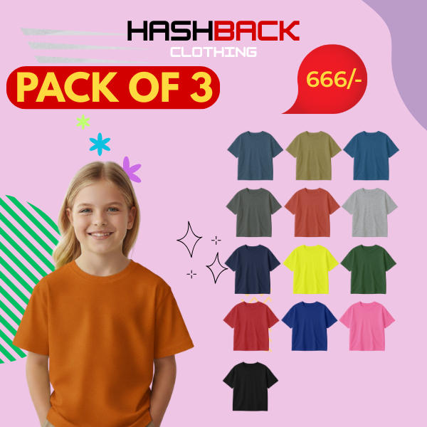 Pack of 3 Kids Plain Tees (Random Colors)