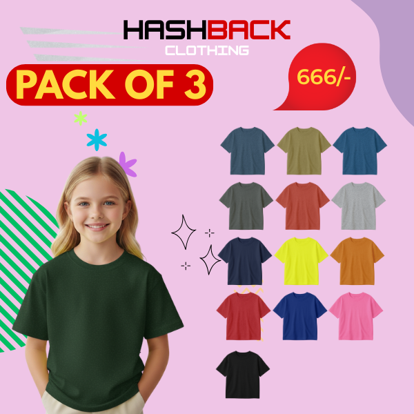 Pack of 3 Kids Plain Tees (Random Colors)