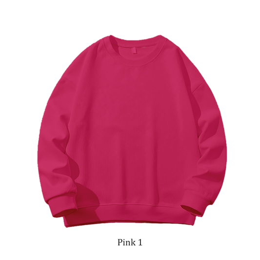 Sweatshirt Oversized Drop Shoulder Crew Neck (Pink 1)