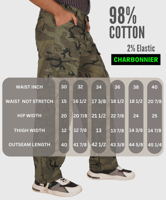 Baggy Loose Fit 12 Cargo Pockets Trousers - Green Camo