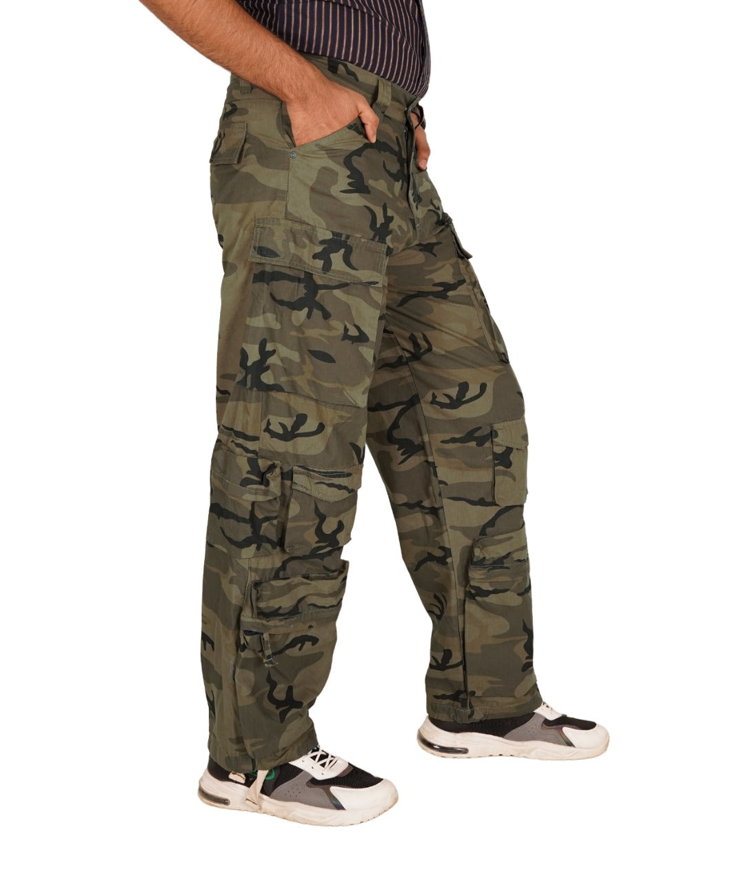 Men's Baggy Cargo Trousers 12 Pockets - Brown Camo