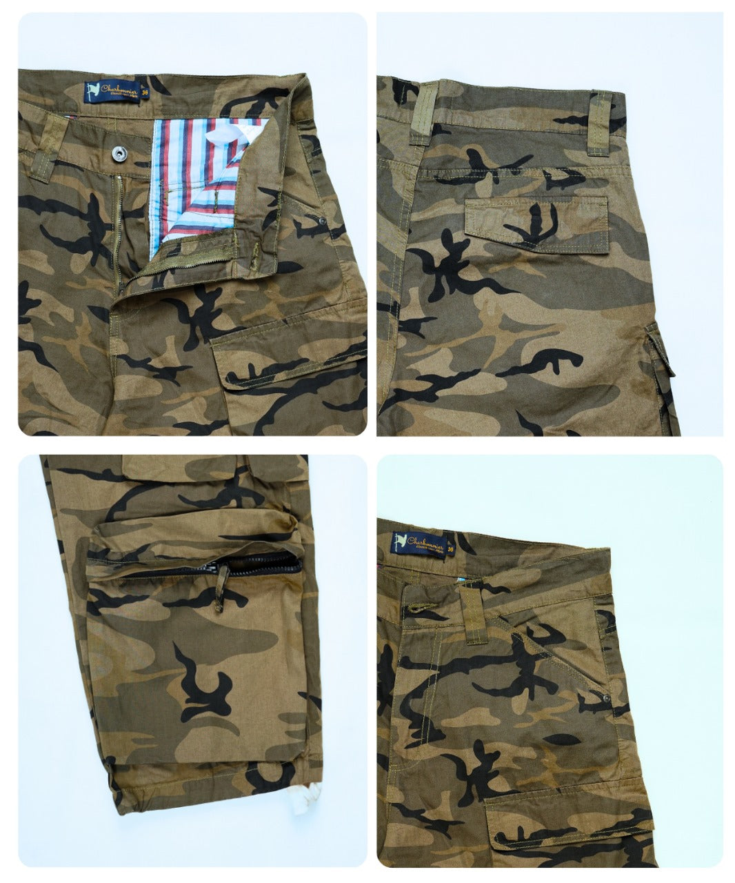 Baggy Loose Fit 12 Cargo Pockets Trousers - Brown Camo