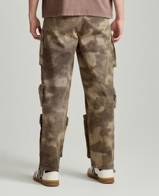 Baggy Loose Fit 12 Cargo Pockets Trousers - Beige