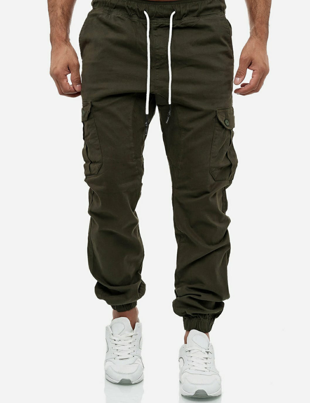 HashBack Stretchable Cargo Jogger Trouser - olive