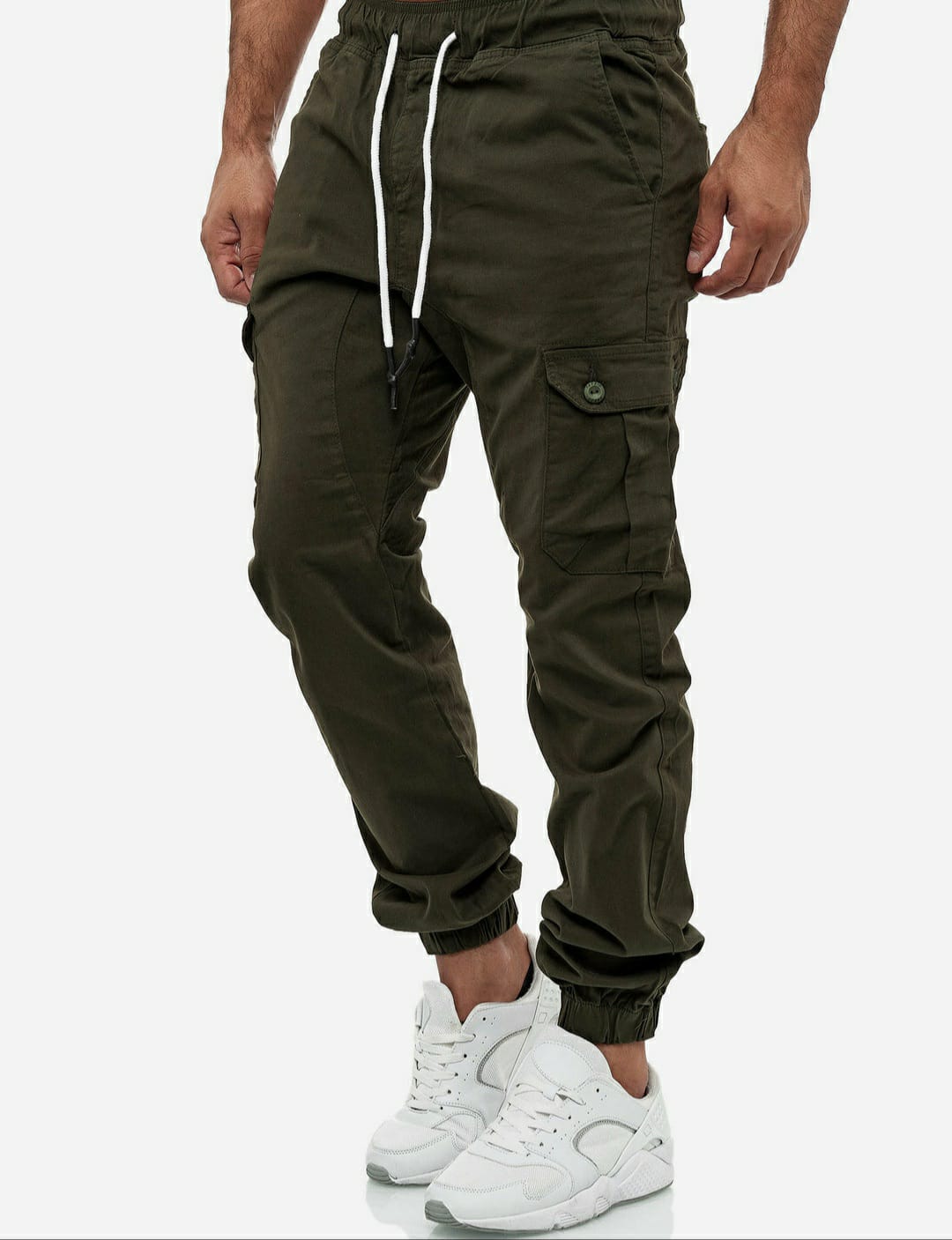 HashBack Stretchable Cargo Jogger Trouser - olive