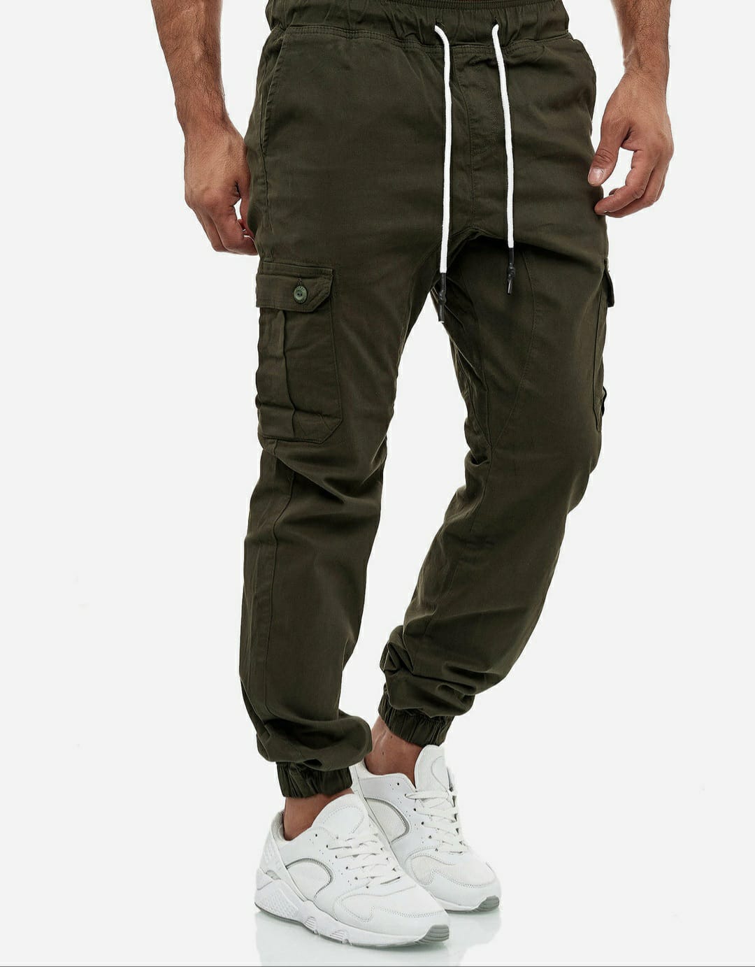 HashBack Stretchable Cargo Jogger Trouser - olive