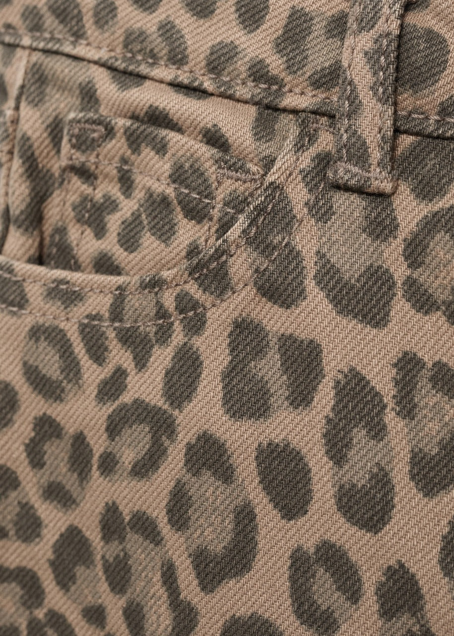 Girls Denim Jeans, Cheetah Print Normal Belt
