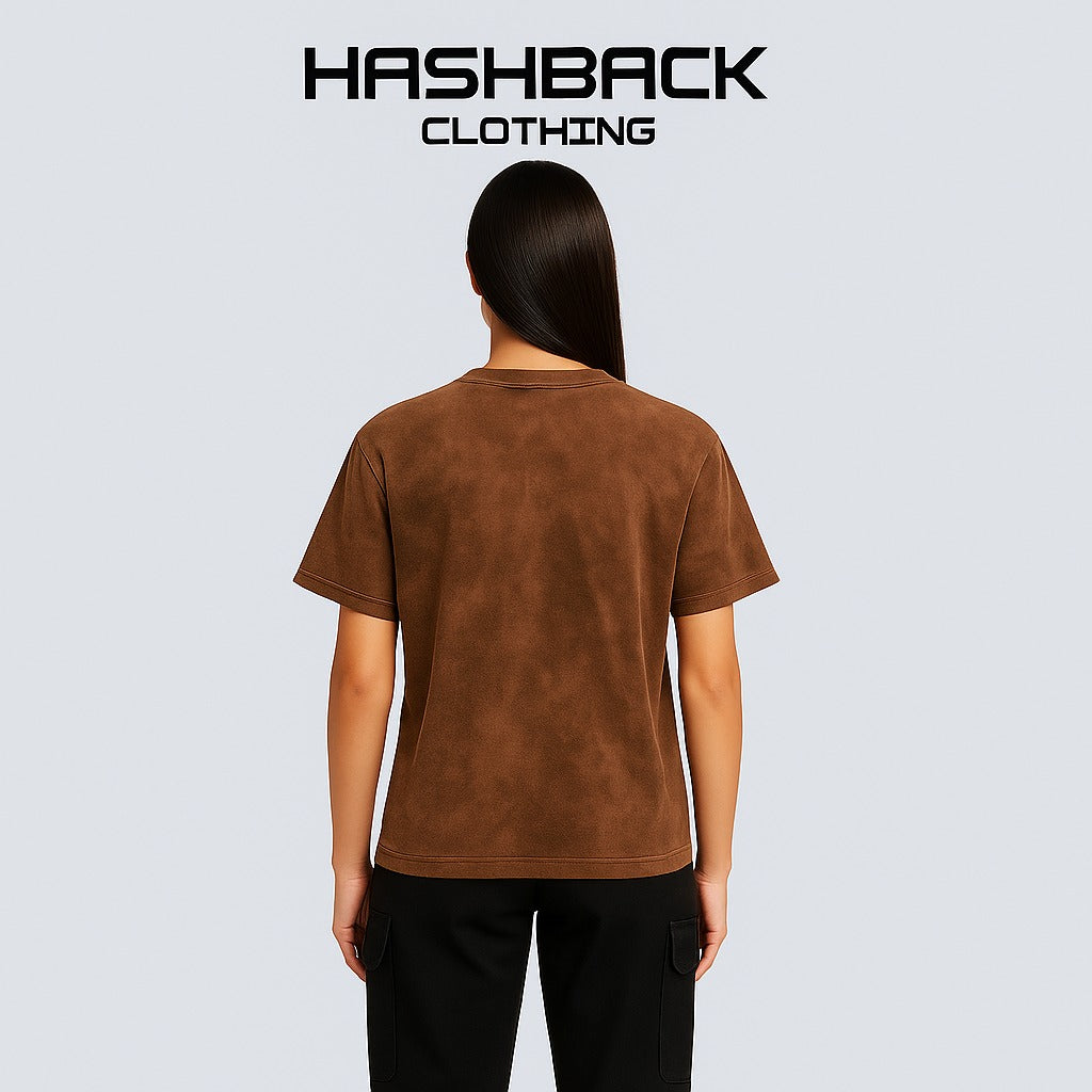 HASHBACK DROP SHOULDER ACID WASH TSHIRT-RUST OXIDE