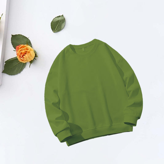 Sweatshirt Oversized Drop Shoulder Crew Neck Olive