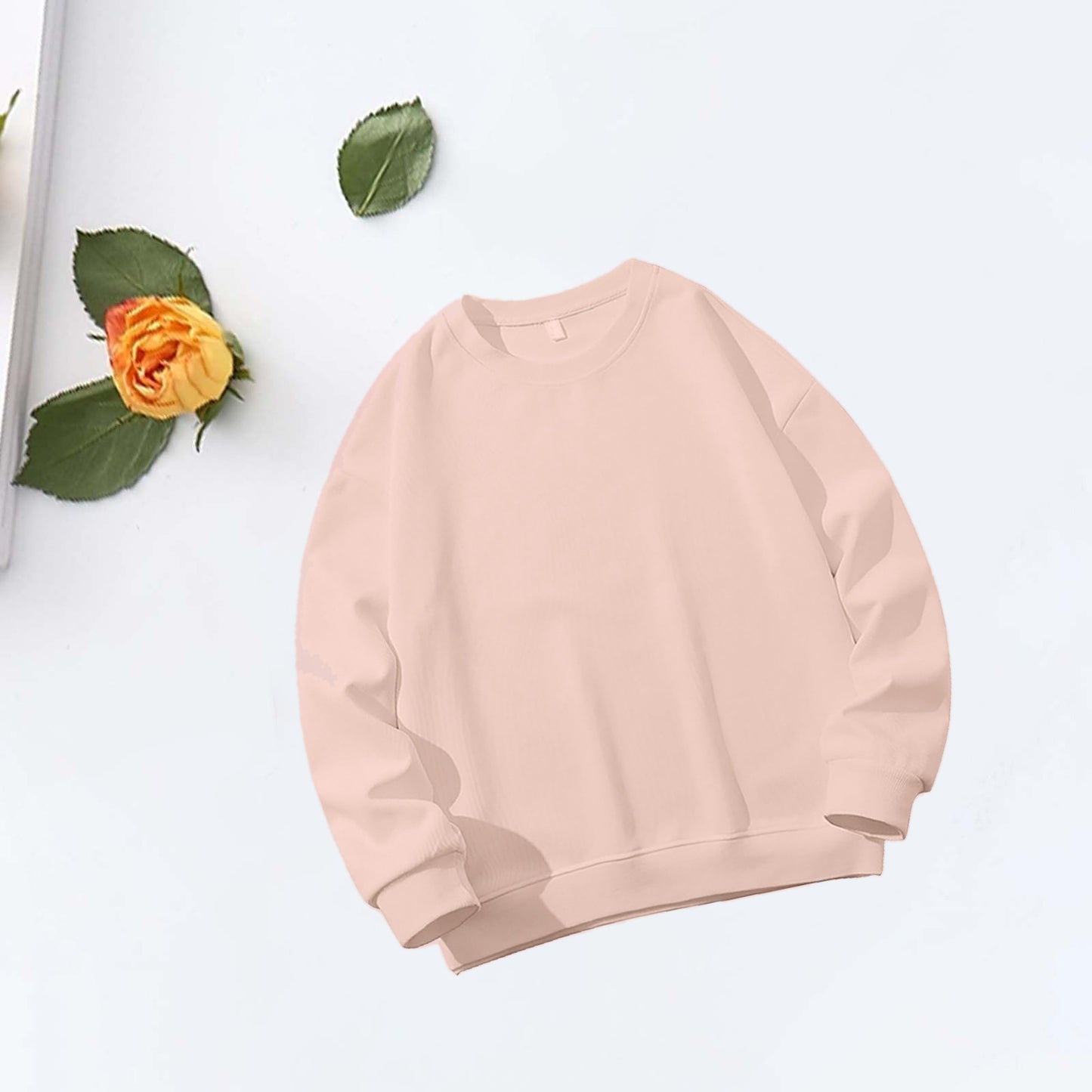 Sweatshirt Oversized Drop Shoulder Crew Neck Apricot (Lgt Org)