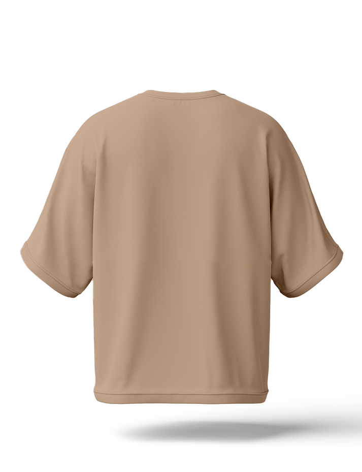 Hashback Drop Shoulder Tee fearfully & wounderfull (Beige) Oversized Streetwear Tee for Women