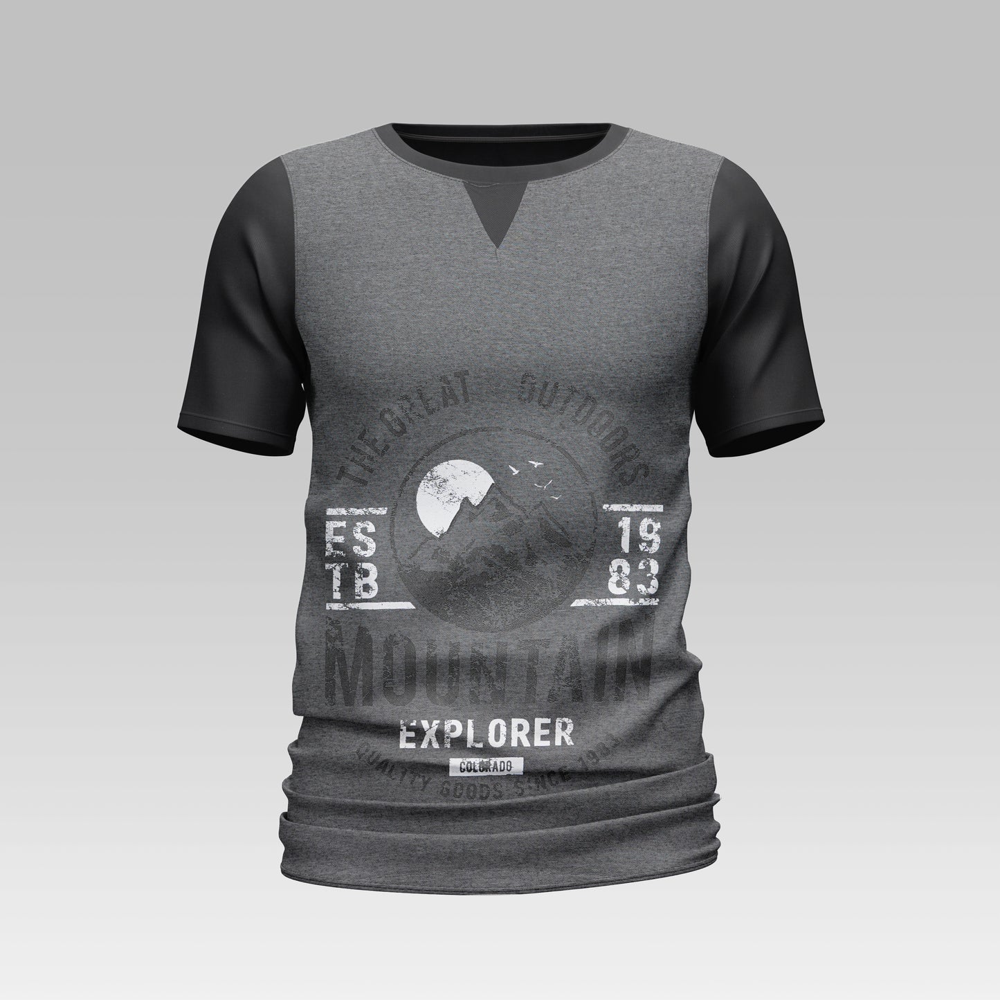 Printed Crew Neck T Shirt For Men Print Black