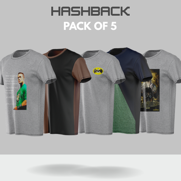 Crew Neck T Shirt For Men - Pack of 5 Mix