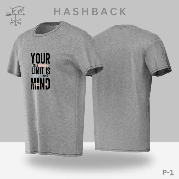 Hashback Round Neck Printed T-Shirt P-1 Your Limit Your Mind