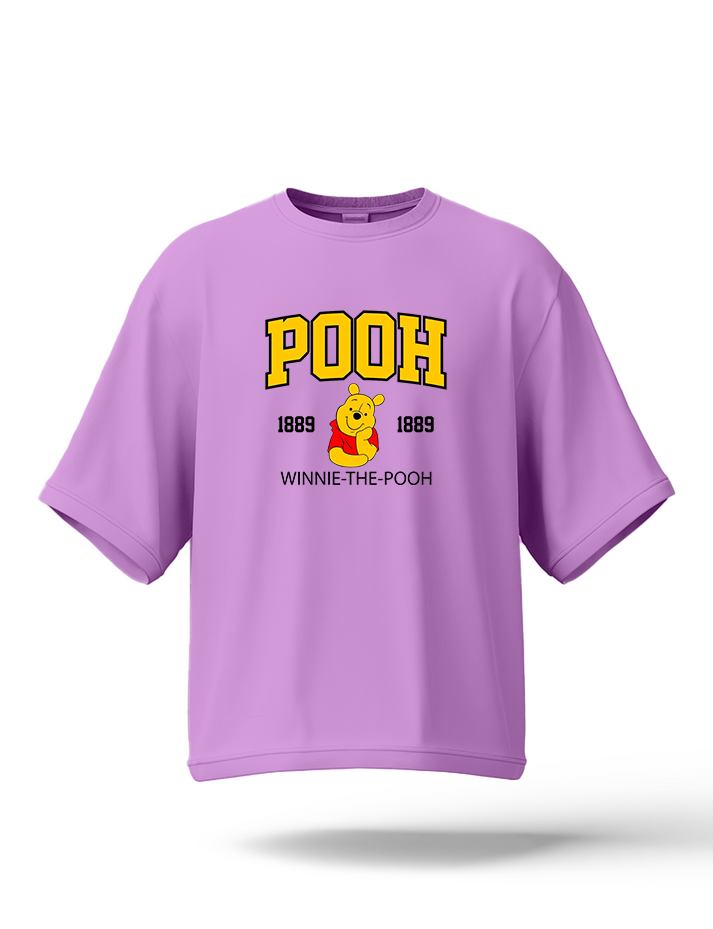 Drop Shoulder T-Shirt PooH– Lilac | Oversized Streetwear Tee for Women