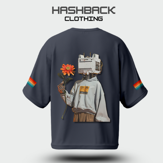 Hashback Retro Vintage Drop Shoulder Tee (CHARCOAL GREY)