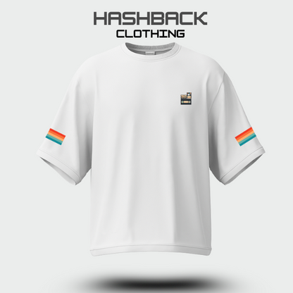 Hashback Retro Vintage Drop Shoulder Tee (WHITE)