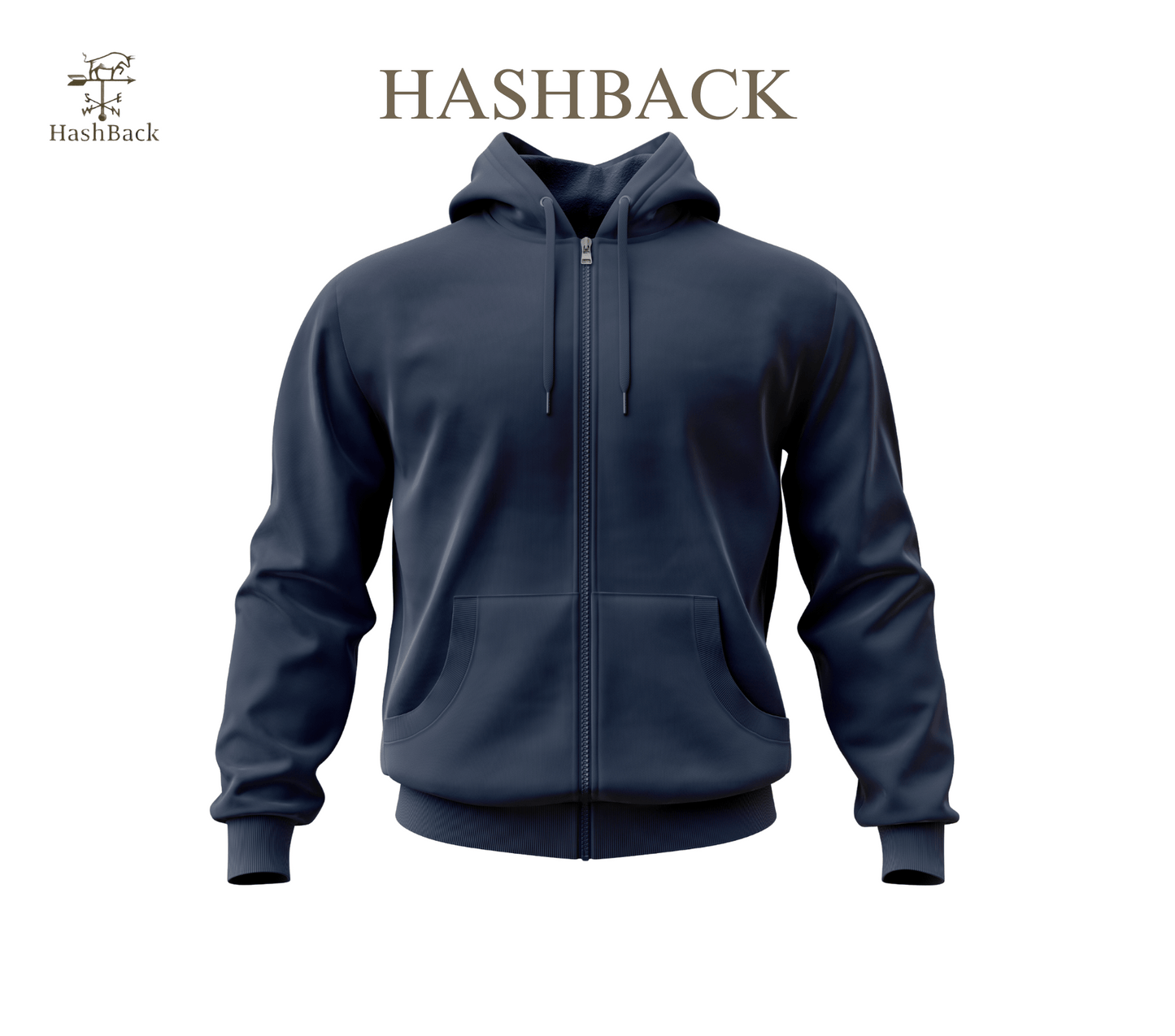 HashBack Plain Zipper Hoodie NAVY  Big & Tall