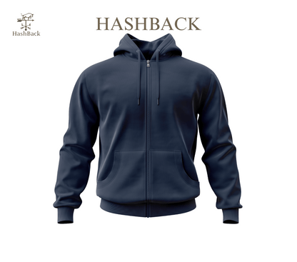HashBack Plain Zipper Hoodie NAVY  Big & Tall