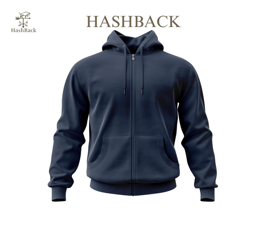 HashBack Plain Zipper Hoodie NAVY