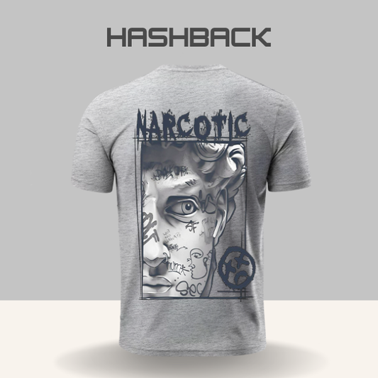 Hashback Round Neck Printed T-Shirt P-1 Narcotic