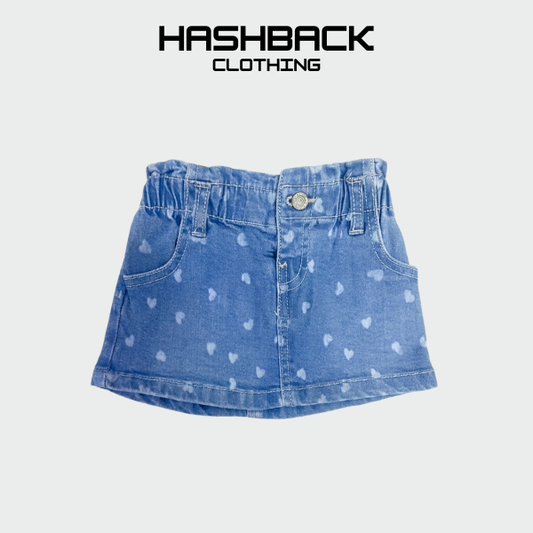 Girls Heart Printed Denim Shorts