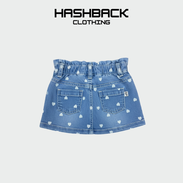 Girls Heart Printed Denim Shorts