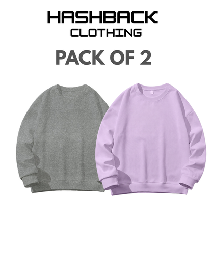 Unisex Oversized Sweatshirt – Pack of 2 & 3 (Random Colors)