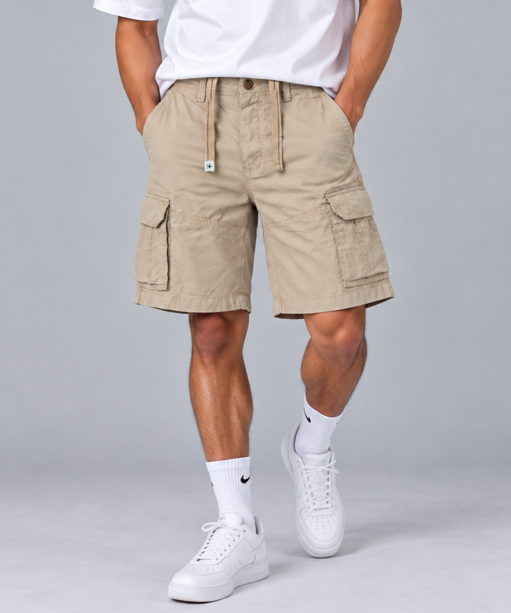 Men's Cargo Shorts – Multi-Pocket Utility Shorts with Drawstring