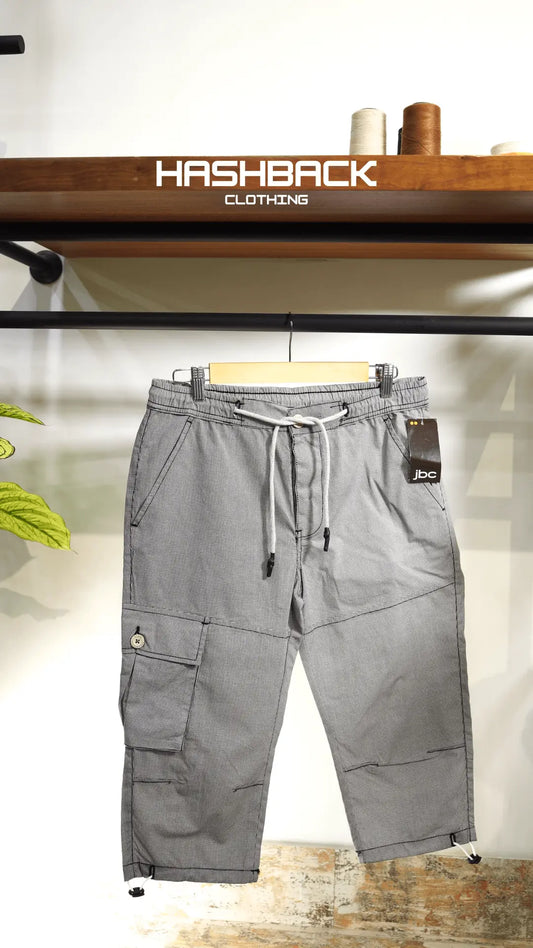 Men's check 1 Quarter Length Cargo Shorts with Drawstring Waist & Side Pocket – Casual Summer Wear