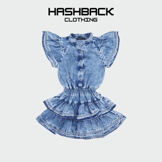 Girls Denim Ruffled Frock