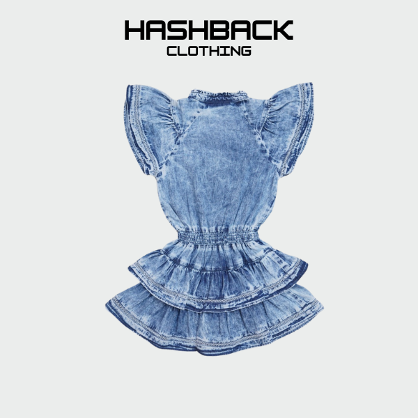 Girls Denim Ruffled Frock