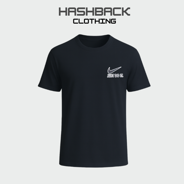 Hashback Round Neck Printed T-Shirt Black