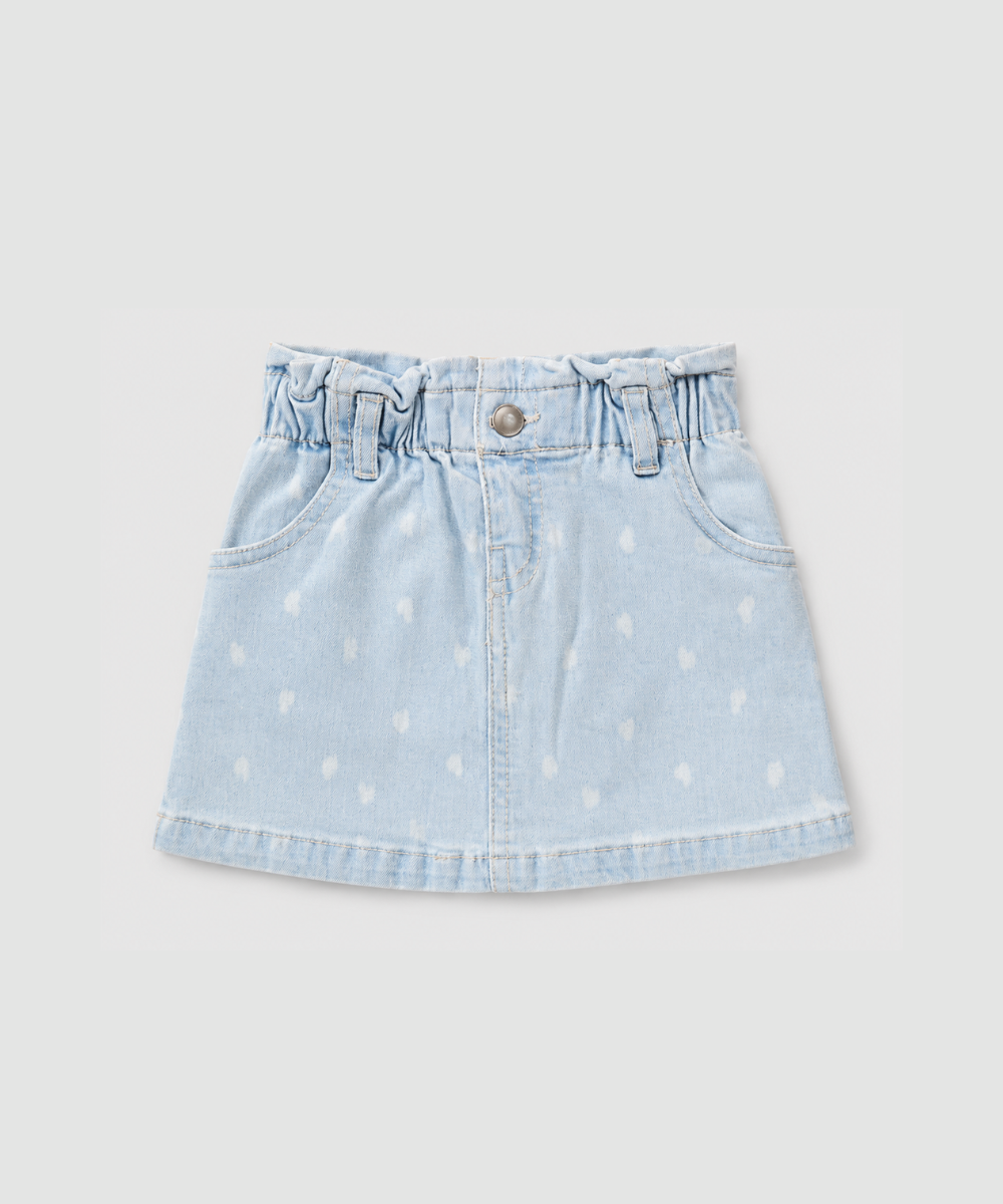 Girls Heart Printed Denim Shorts