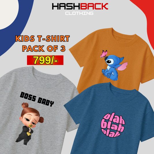 Pack of 3 Girls Printed T-Shirts