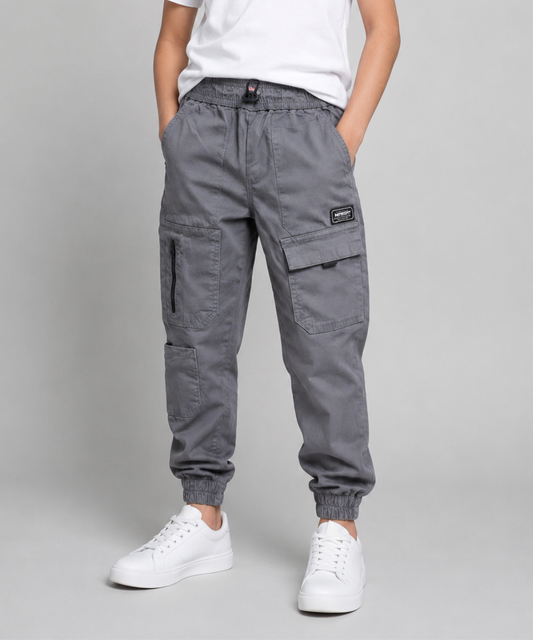 Boys Jogger Cargo Trouser - Khaki Model Front