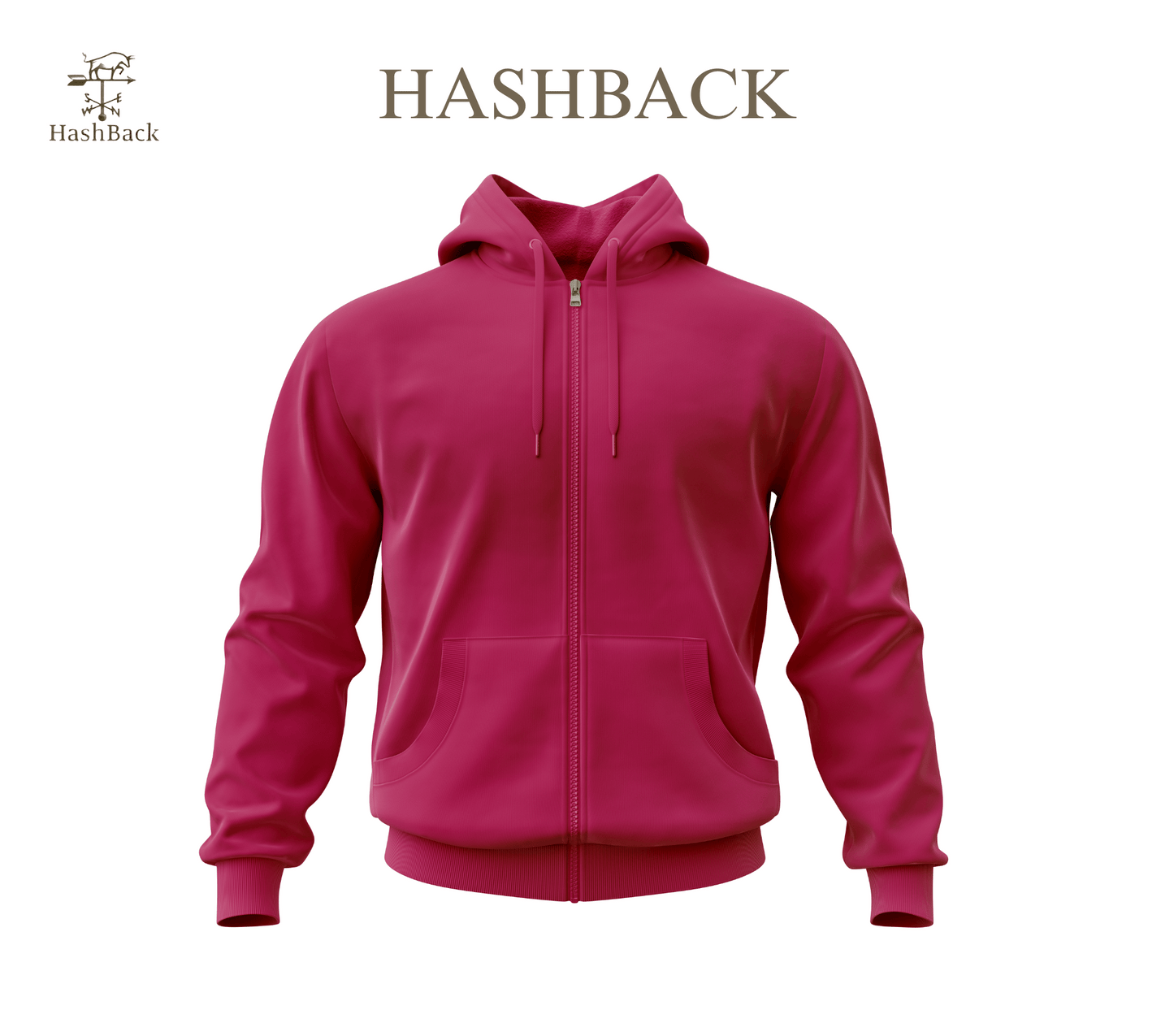 HashBack Plain Zipper Hoodie D23 PINK