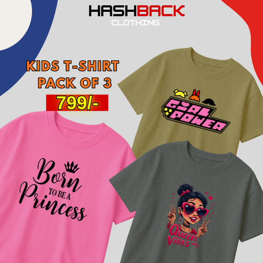 Pack of 3 Girls Printed T-Shirts