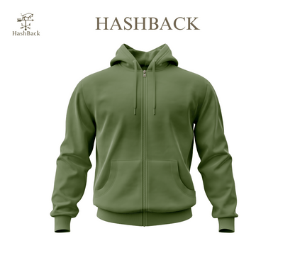 HashBack Plain Zipper Hoodie D14 GREEN